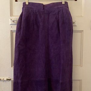 Vintage Purple Suede Pin-Up Pencil Skirt 80s Does 50s